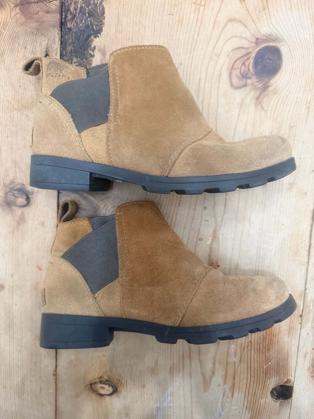 Sorel Emelie Chelsea Waterproof Suede Ankle Boots Brown Size 3